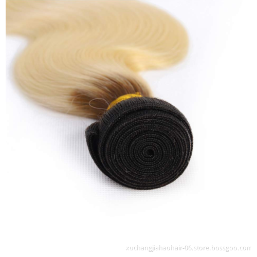 100% Unprocessed Caucasian Human Hair 1B 613 Blonde Ombre Color Remy Ukrainian Hair Weave Bundles With Lace Closure Frontal